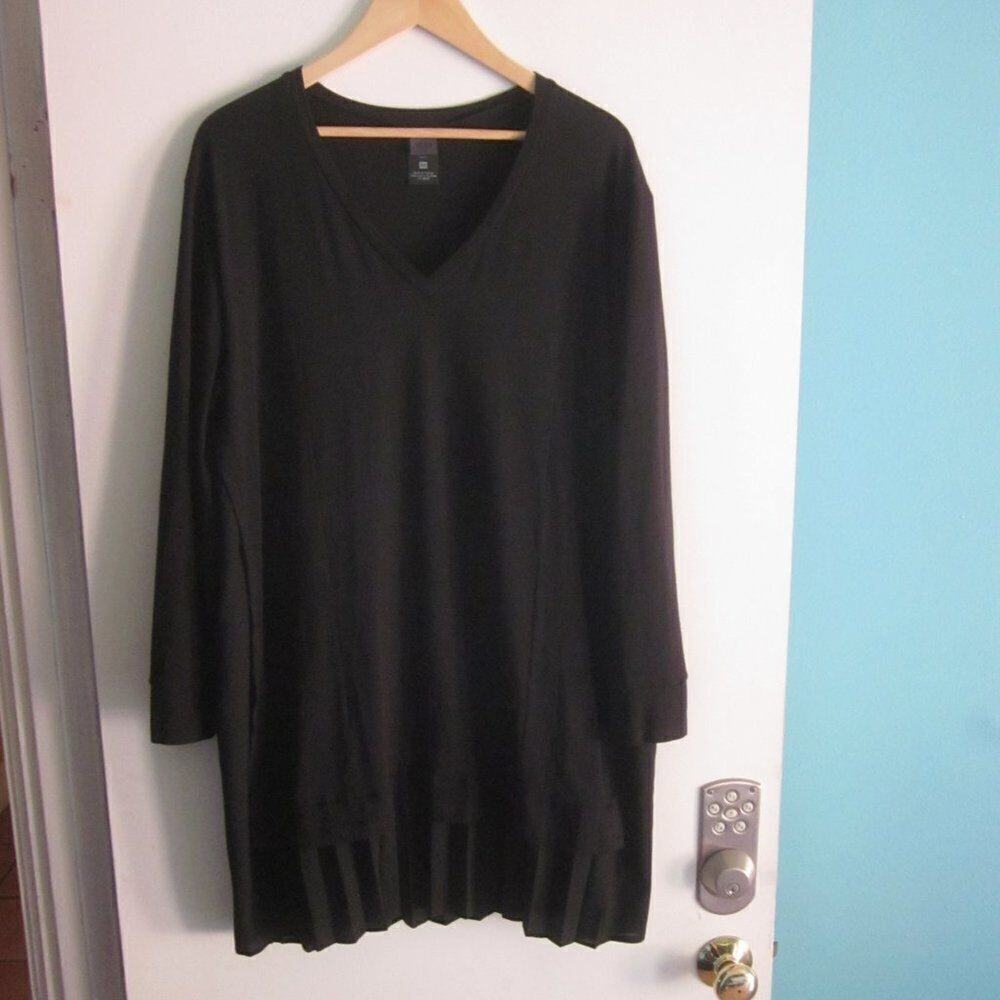 Crea Concept Paris Womens Black Dress with Pleated Hem EU 46 Fits US Size XL